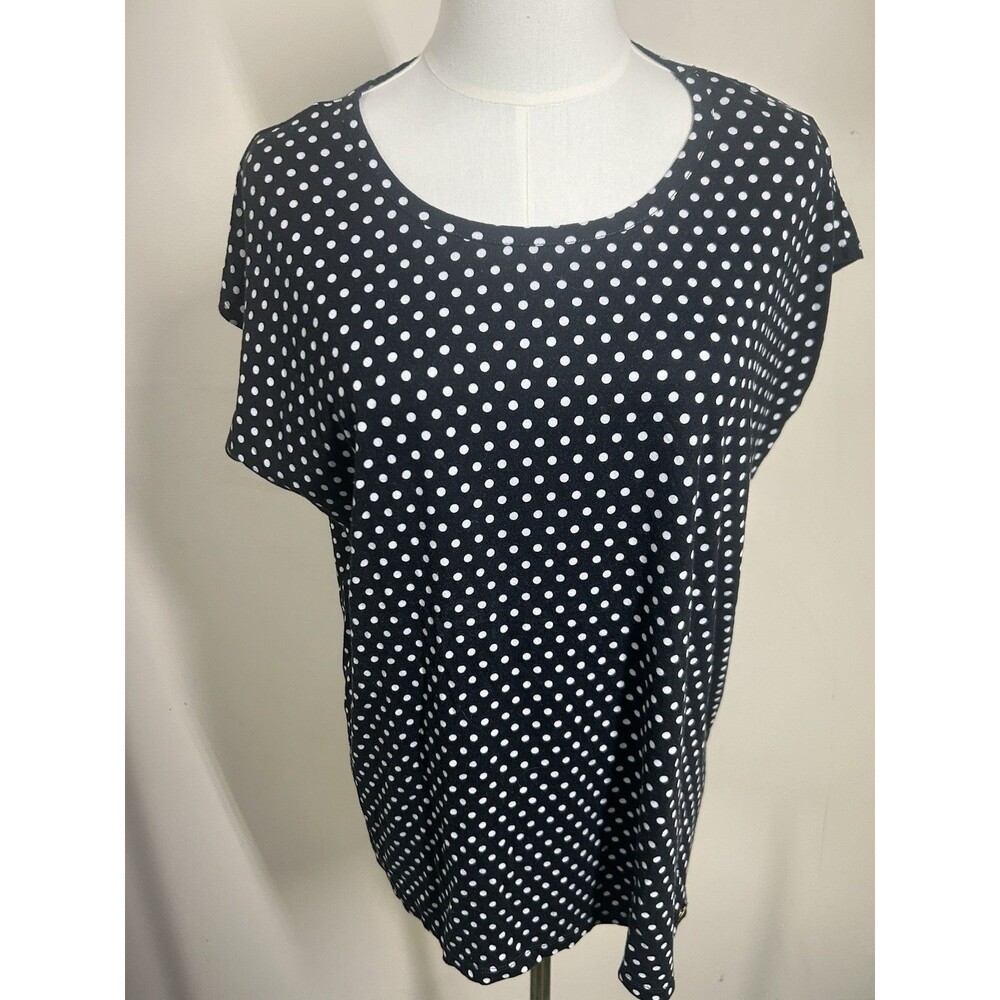 Michael Kors Women's Pullover Size 1X Black/White Polka Dot 322